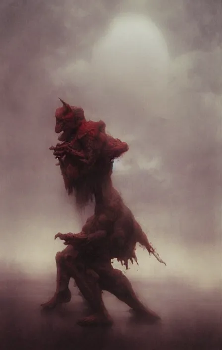 Image similar to beast man, beksinski, ruan jia,