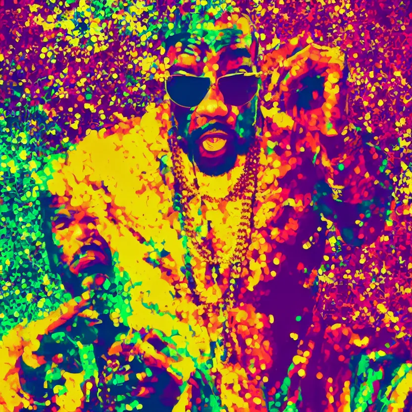Image similar to mr. t pitying a fool, hyper color, stylized photo, gold chains, digital art