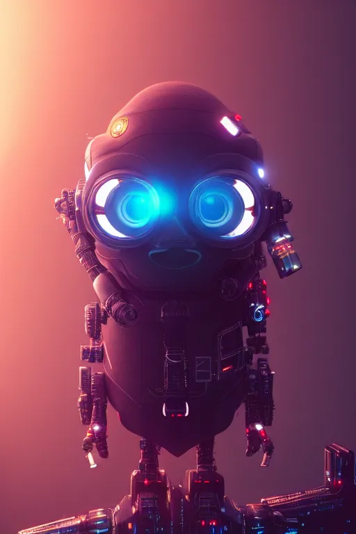 Image similar to high quality 3 d render very cute cyborg crow! incorporated speakers!, cyberpunk highly detailed, unreal engine cinematic smooth, in the style of blade runner & detective pikachu, hannah yata charlie immer, moody light, low angle, uhd 8 k, sharp focus