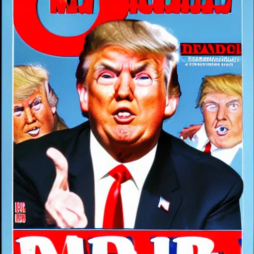 Image similar to Donald Trump on the cover of MAD MAGAZINE coverart stly Al Gaffee