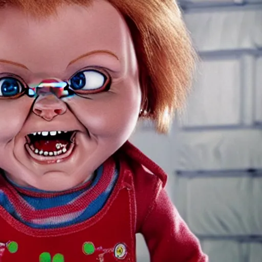 Image similar to hyperrealistic highly detailed Chucky doll from the movie Child's Play movie poster