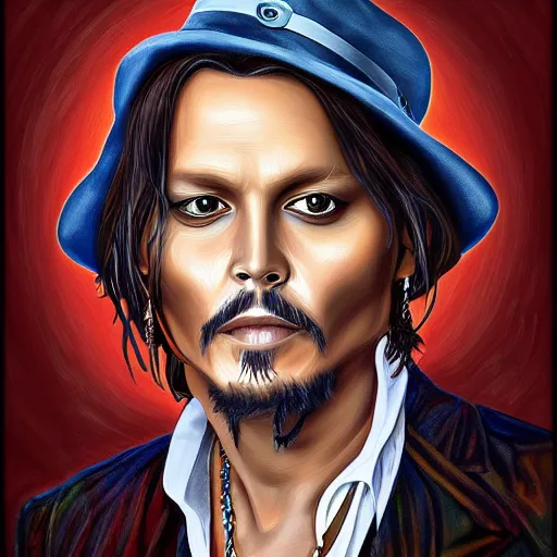 Prompt: portrait of jonny depp, highly detailed, centered, digital painting