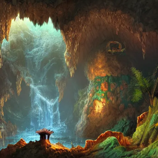 Image similar to a fantastical cave, full of treasure