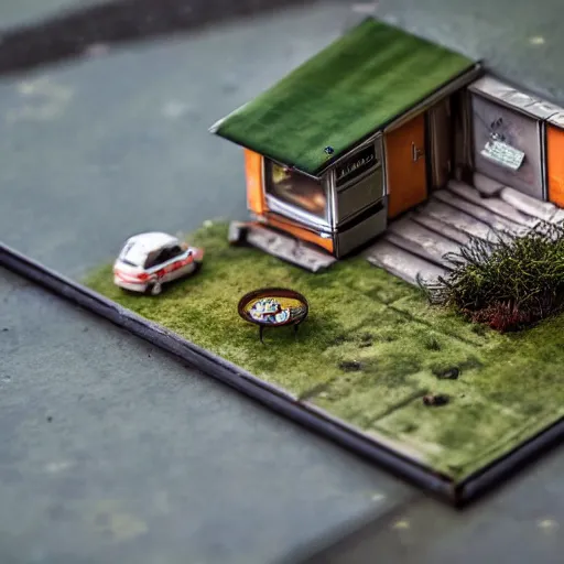 Image similar to a tiny apartment for ants, macro photography, ambient, miniatures