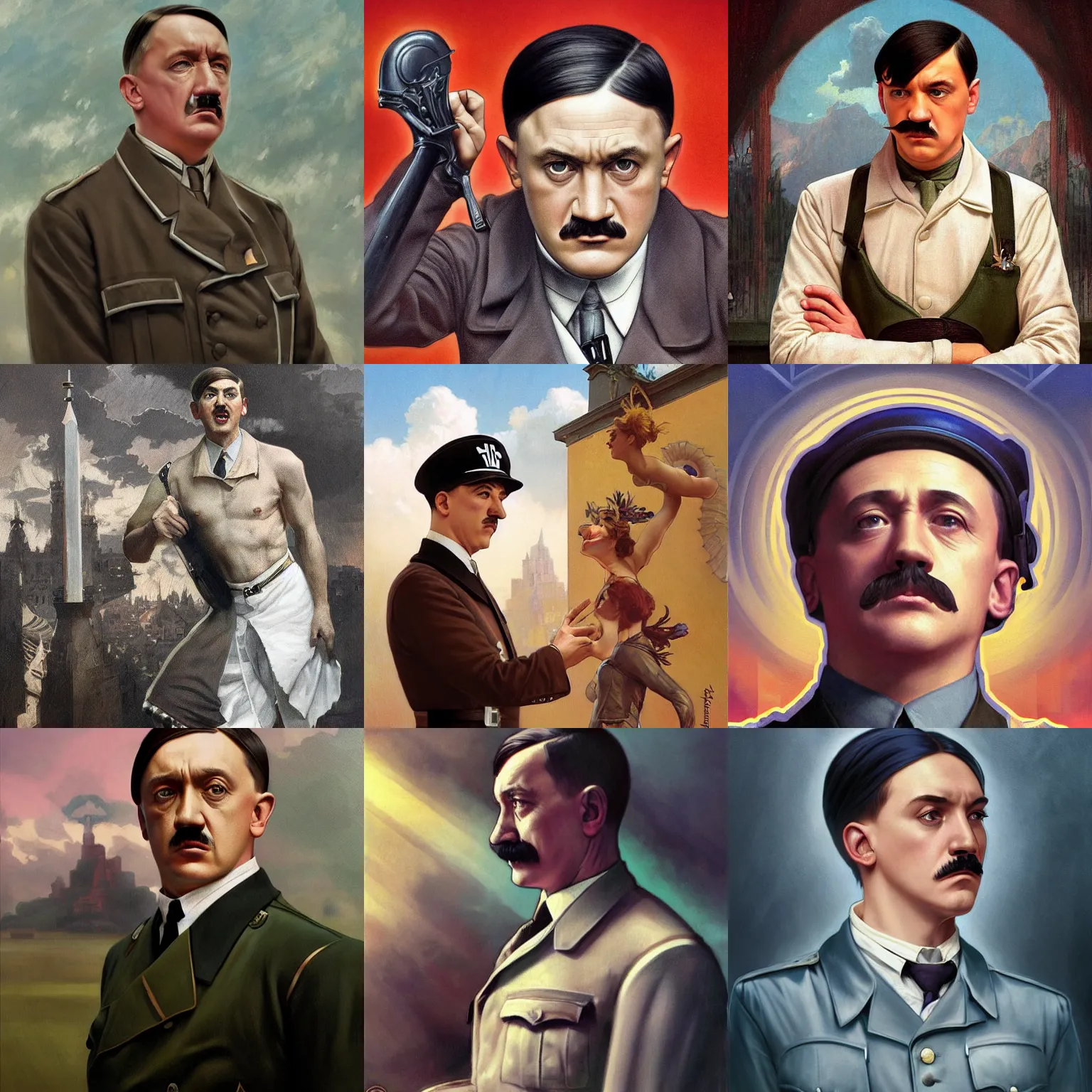 Prompt: hitler in high school musical, highly detailed, digital painting, matte, sharp focus, art by artgerm, greg rutkowski, alphonse mucha, frank frzetta, boris vallejo, bouguereau, beksinski, cinematic