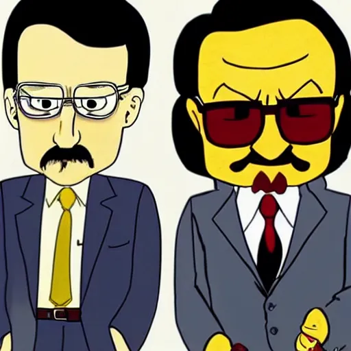 Image similar to “Walter White and Bugs Bunny as Vincent Vega and Jules from Pulp Fiction”