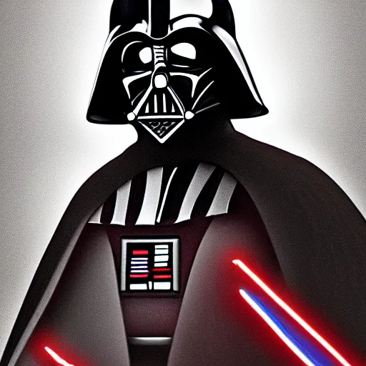 Image similar to a cartoon darth vader, high res, smooth lines