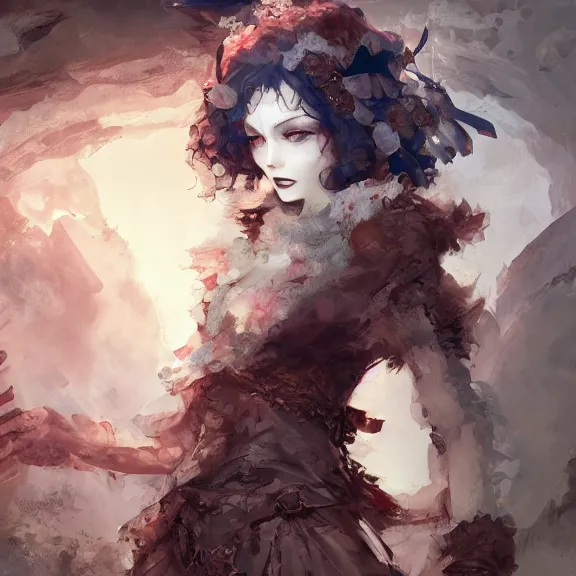 Image similar to christina hendricks!!!!! goth!!!!! cave painting, tankoban, 4 k, tone mapping, akihiko yoshida, james jean andrei riabovitchev marc simonetti, yoshitaka amano, long hair, curly, h. hydrochaeri