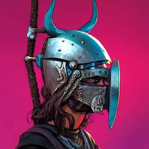 Image similar to cyberpunk viking helmet mask warrior goddess robot ninja fantasy, art gta 5 cover, official fanart behance hd artstation by jesper ejsing, by rhads, makoto shinkai and lois van baarle, ilya kuvshinov, ossdraws