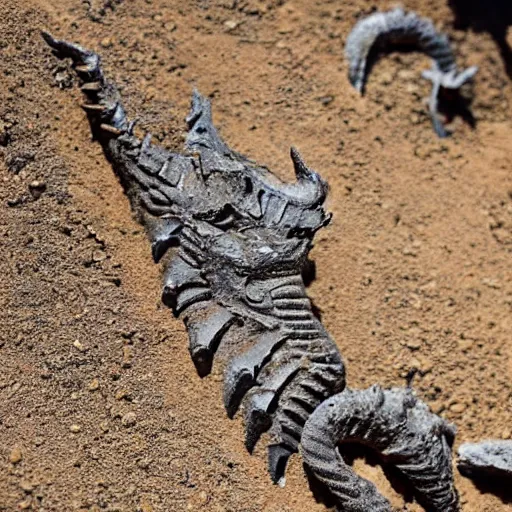 Image similar to fossilized remains of a dragon found during mining operation