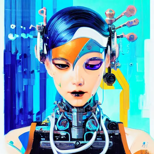 Prompt: palette knife artwork of a cybernetic princess, sharp focus, by james jean, by rossdraws, frank franzzeta, sakimichan