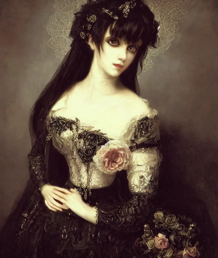 Image similar to Gothic princess portrait by William-Adolphe Bouguerea, highly detailded