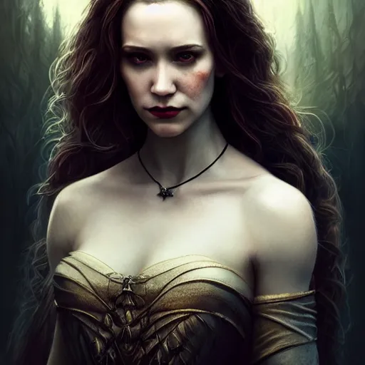 Image similar to Majestic and regal portrait of a riveting female vampire, intricate, epic, elegant, menacing, fantasy, photo realistc, digital painting, hard focus, beautiful volumetric lighting, epic light, ultra detailed, by Leesha Hannigan, Ross Tran, Thierry Doizon, Kai Carpenter, Ignacio Fernández Ríos