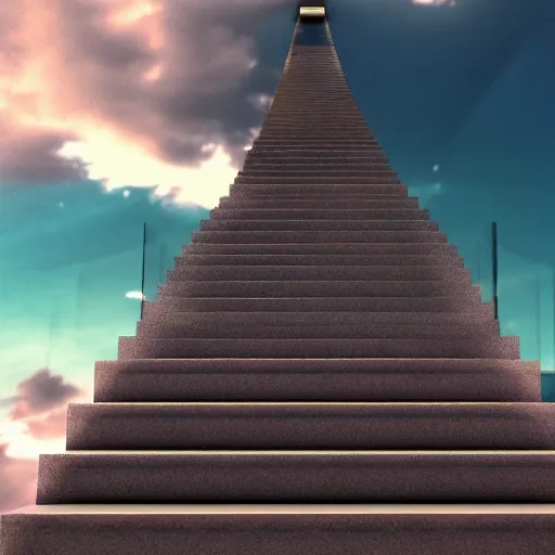 Image similar to stairway to heaven, octane render