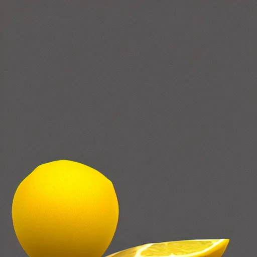 Image similar to a high quality render of a low poly lemon,