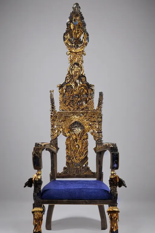 Prompt: a great throne chair made out of sapphire stone