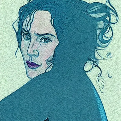 Image similar to “ kate winslet retro minimalist portrait by jean giraud, moebius starwatcher comic, 8 k ”