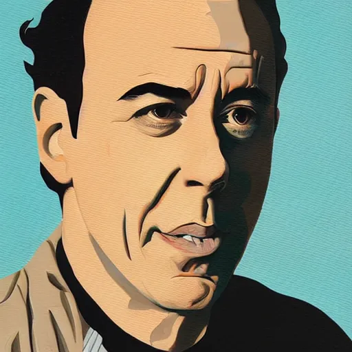 Prompt: Jerry Seinfeld profile picture by Sachin Teng, asymmetrical, Organic Painting , Matte Painting, geometric shapes, hard edges, graffiti, street art:2 by Sachin Teng:4