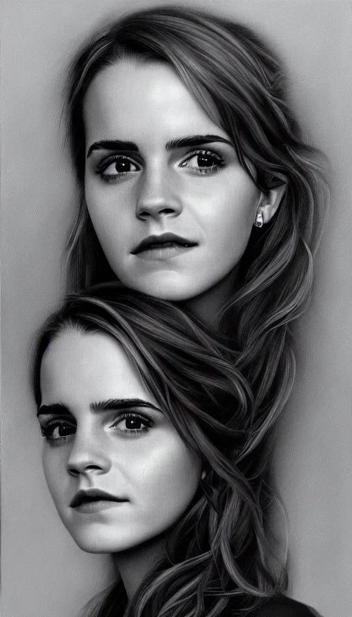 Prompt: a realistic oil painting of Emma Watson, overcast lighting, highly detailed, sharp focus, by Vladimir Borovikovsky