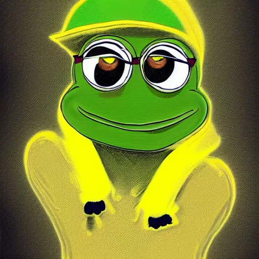 Image similar to pepe the frog!!!, yellow ocean!, feels good man, 4 chan, memes, magic, kek, award - winning, photorealistic, digital illustration