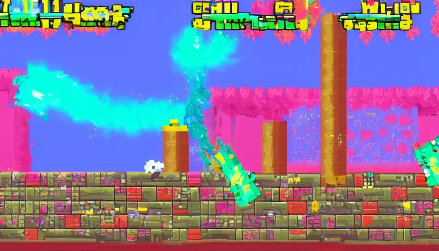 Prompt: Screenshot of the videogame ‘Super Slurpers Golden’