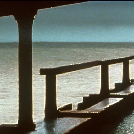 Prompt: still of ile de re bridge, in american psycho ( 1 9 9 9 )