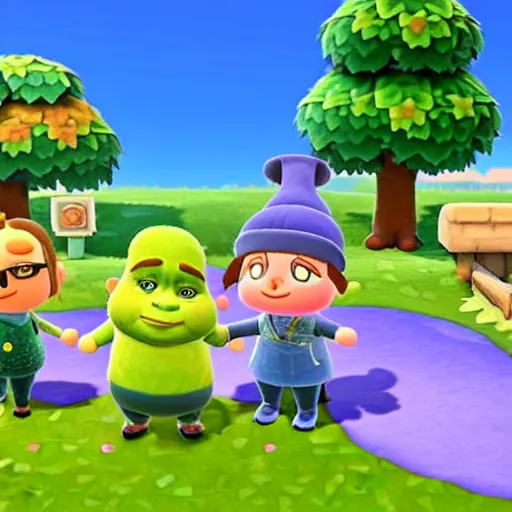 Image similar to Shrek in animal crossing new horizons