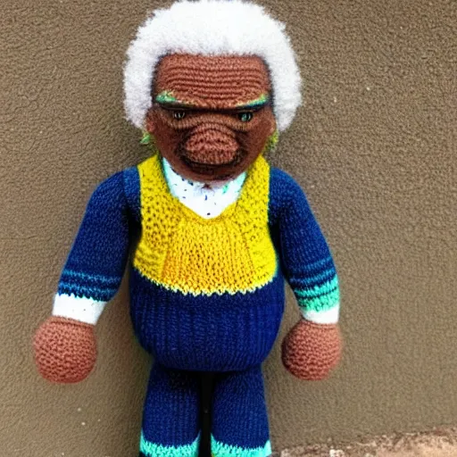 Image similar to knitted morgan freeman doll