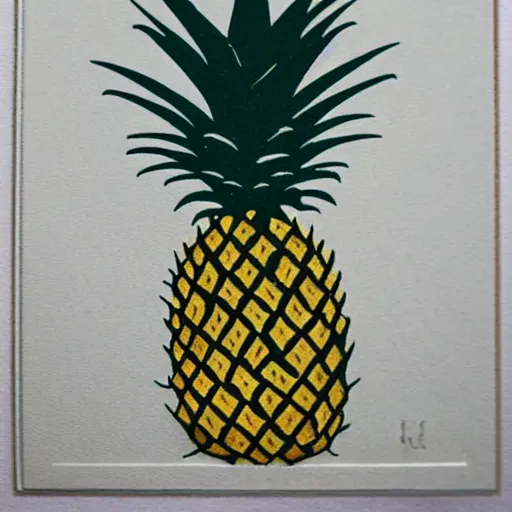 Prompt: image of a pineapple, banknote engraving art