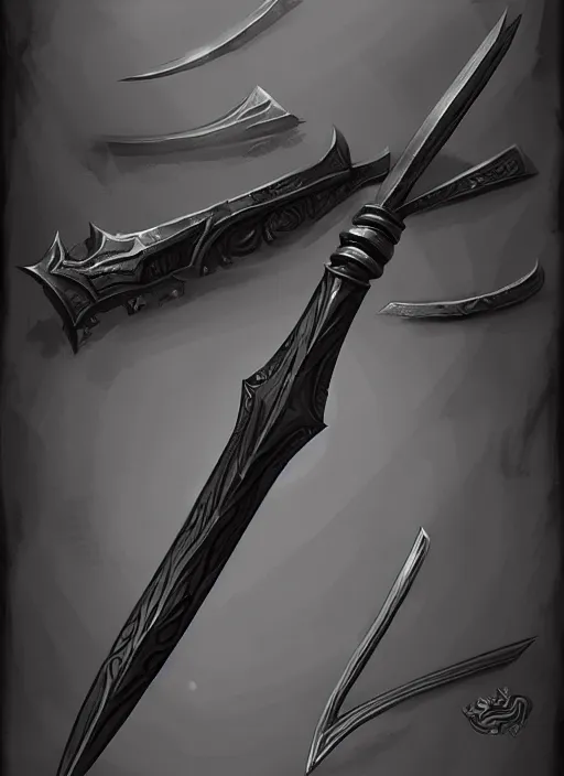Image similar to fantasy weapon, black dagger, concept art, game art, fantasy, digital painting, artstation