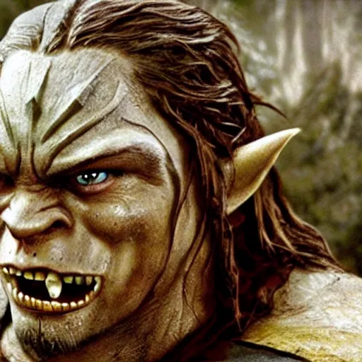 Prompt: Leonardo DiCaprio as an orc in lord of the rings