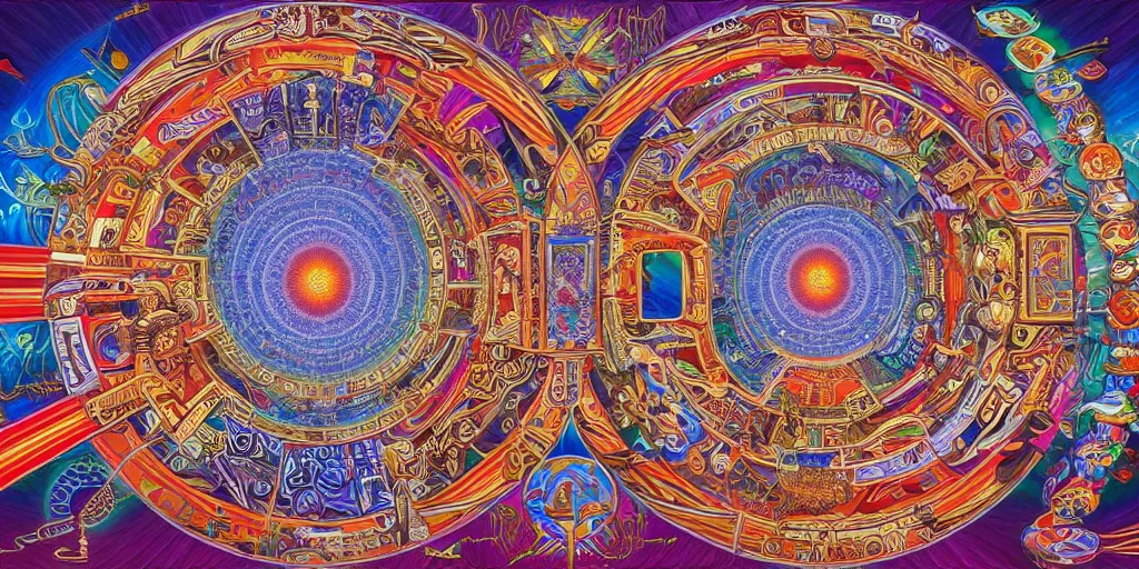 Image similar to memory palace, masterpiece composition, 8 k resolution, ultra fine illustration, art by alex grey and tokio aoyama, highly detailed,