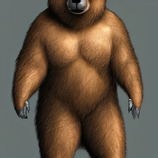 Prompt: an anthropomorphic bear creature standing menacingly, highly detailed digital art