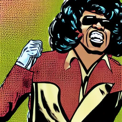 Prompt: James Brown comic book style,