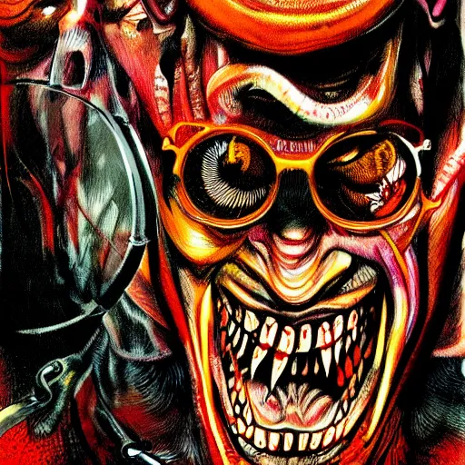 Image similar to graphic illustration, creative design, the devil, biopunk, francis bacon, highly detailed, hunter s thompson, concept art