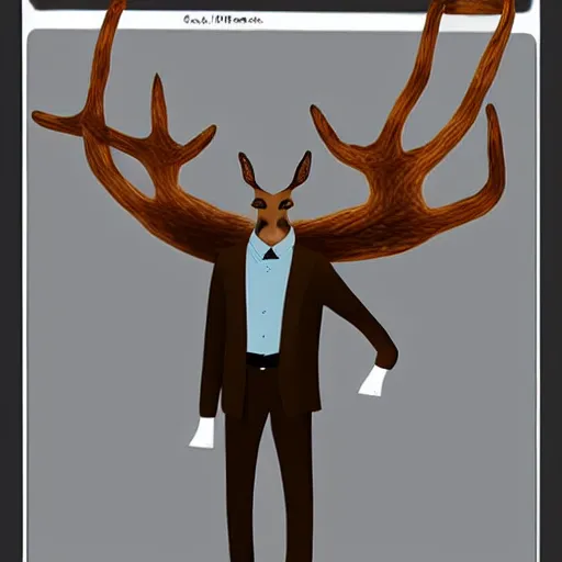 Image similar to hybrid human deer, in a full suit