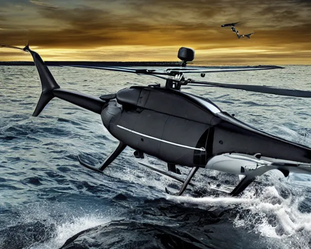 Prompt: a shark helicopter