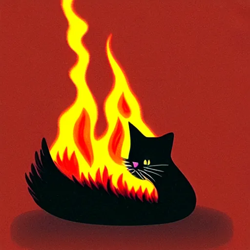 Prompt: a cat on fire