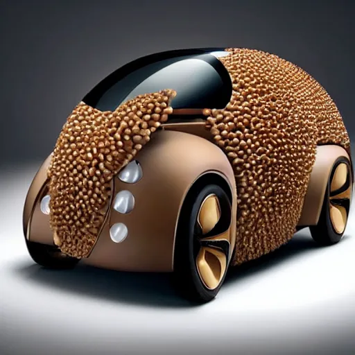 Image similar to a car shaped like an acorn, concept,