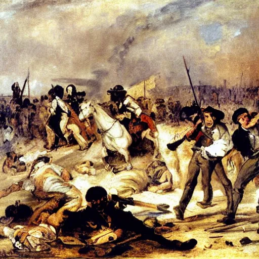 Prompt: Eugène Delacroix painting of Jan 6 Capitol riots, united states