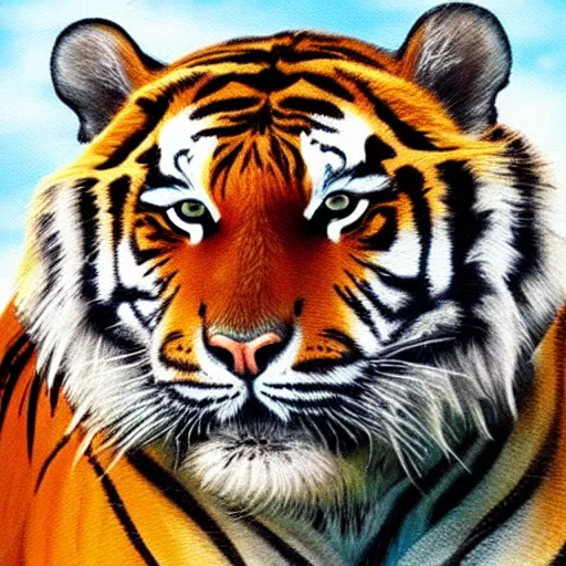 Prompt: tiger's face, painting on canvas, old testament