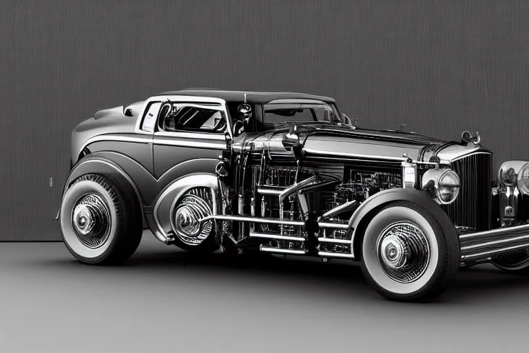 Image similar to cyberpunk version of a 1 9 3 0 cadillac v 1 6