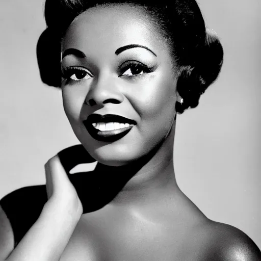 Image similar to black and white photo of a beautiful and elegant 1 9 5 0 s black actress modelling