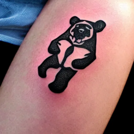 Prompt: tattoo design, stencil, bear, claws below bear