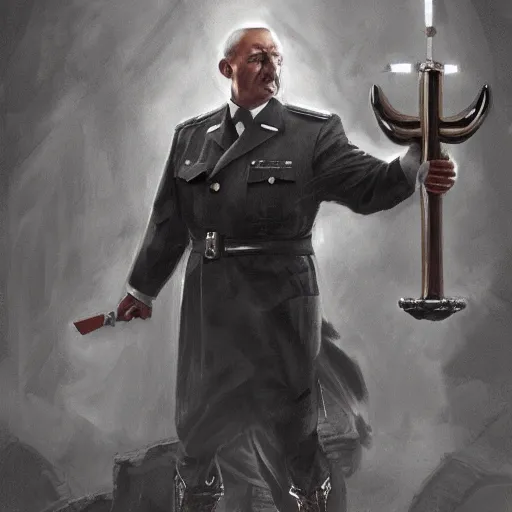 Prompt: muscular Adolf Hitler as a reptilian pope, Greg Rutkowski, trending on artstation