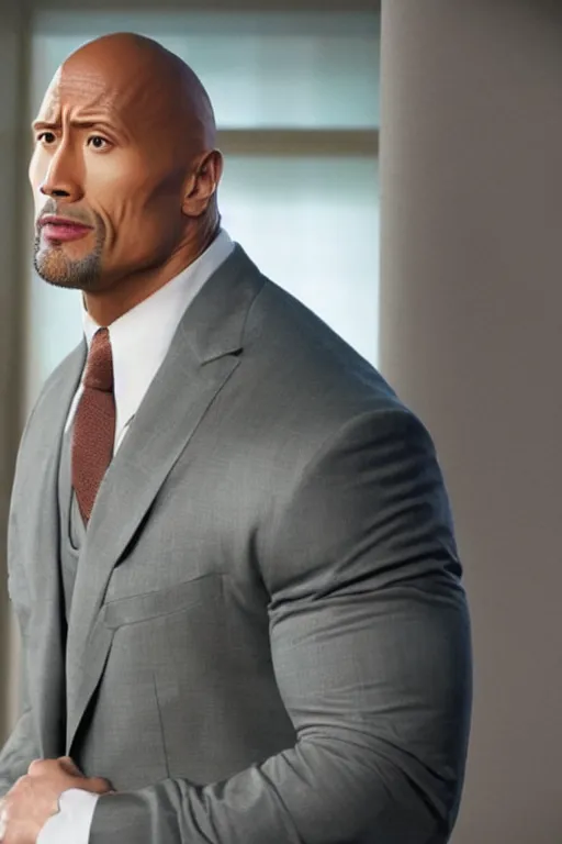 Image similar to dwayne johnson as dazai osamu, movie still