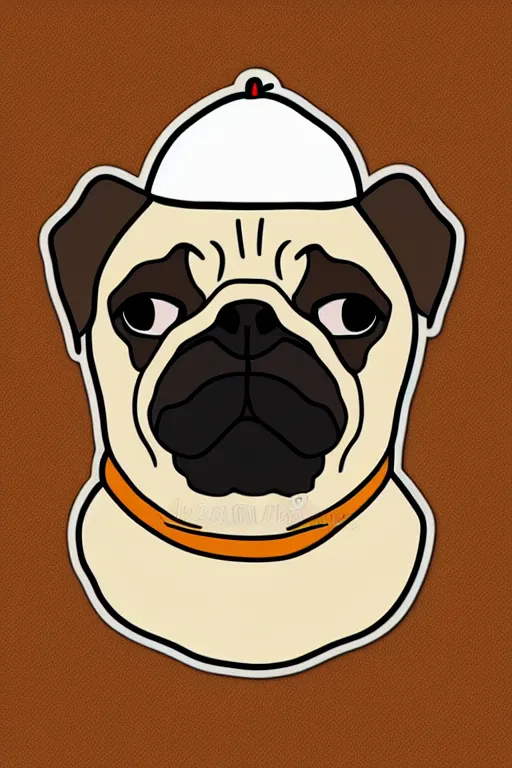 Image similar to Portrait of a pug as the pope, sticker, colorful, illustration, highly detailed, simple, smooth and clean vector curves, no jagged lines, vector art, smooth