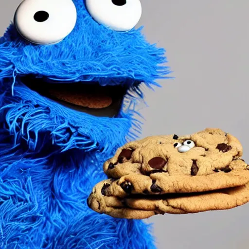 Image similar to Cookie Monster reacting to his cookie stocks tanking