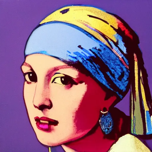 Image similar to Girl With a Pearl Earring by Andy Warhol