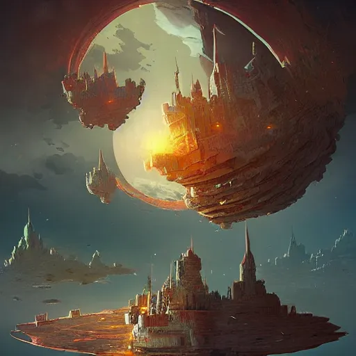 Image similar to an incredible floating castle by neil blevins